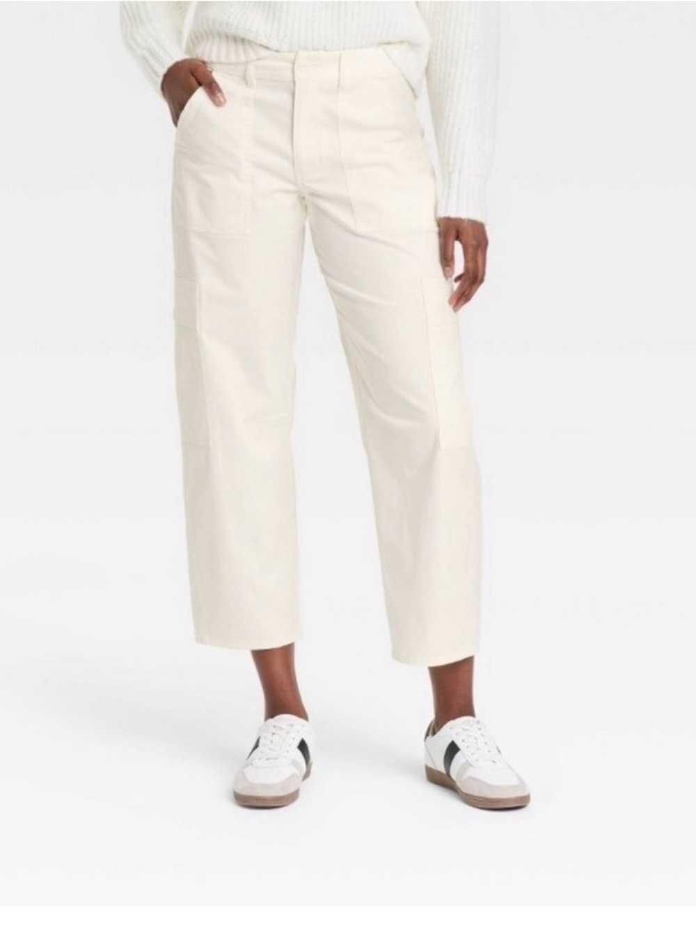UNIVERSAL THREAD Mid-Rise Barrel Leg Cargo Size 12 Ankle Length Twill Fabric